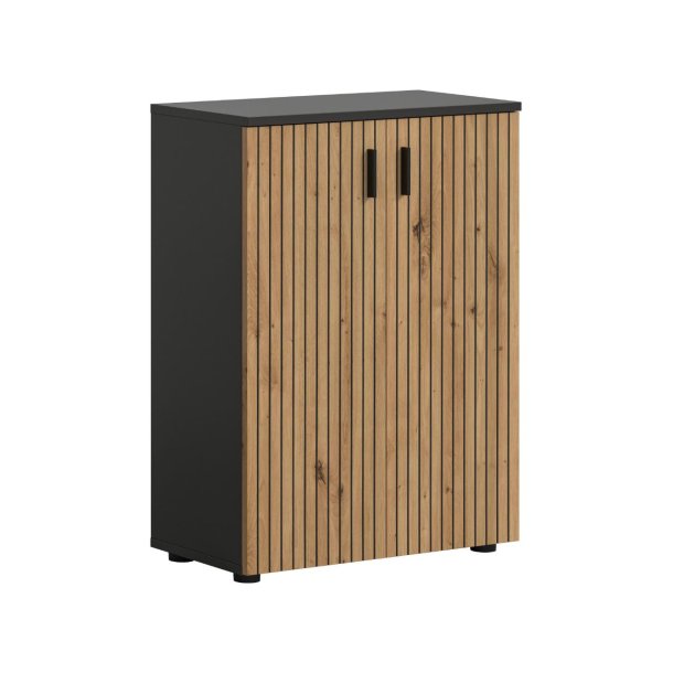 Mone Badschrank 2 Tren Eiche Dekor, dunkelgrau.