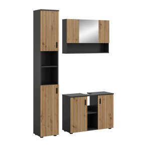 Mone Badmbelset M10 Eiche Dekor, dunkelgrau.