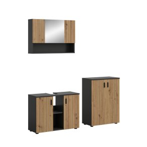 Mone Badmbelset M8 Eiche Dekor, dunkelgrau.