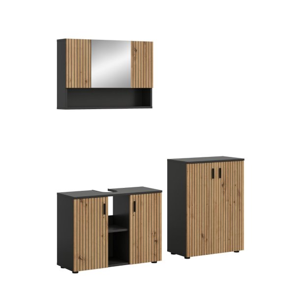 Mone Badmbelset M8 Eiche Dekor, dunkelgrau.