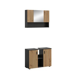 Mone Badmbelset M7 Eiche Dekor, dunkelgrau.