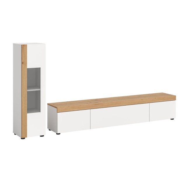 Ruda Regal System 2 Teile h�ngend oder stehend wei�, Eiche Dekor.