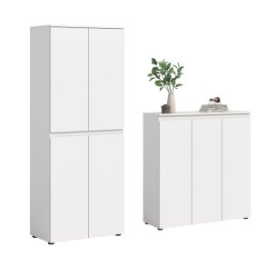 Scarpa ensemble de chambre à coucher armoire et buffet, 7 portes blanches.