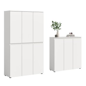 Scarpa ensemble de chambre à coucher armoire et buffet, 9 portes blanches.