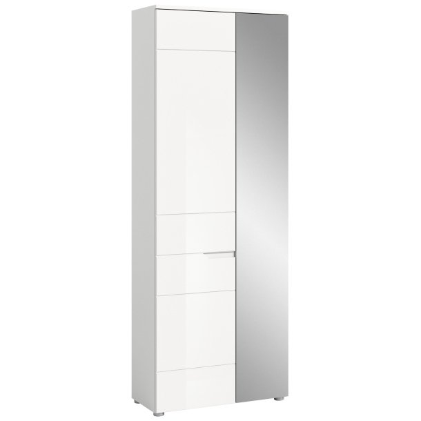 Solero Kleiderschrank 1 Tr, 1 Spiegeltr wei hochglanz, wei.