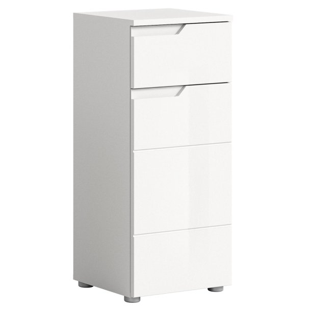 Solero Badschrank 1 Tr, 1 Schublade Wei hochglanz, wei.