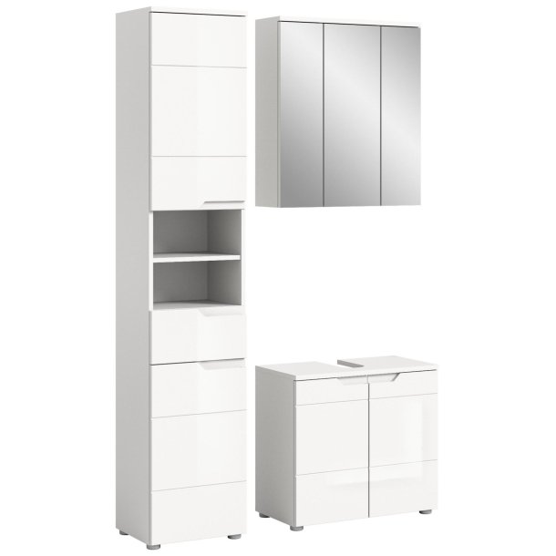 Solero Badmbelset S2 Wei hochglanz, wei.