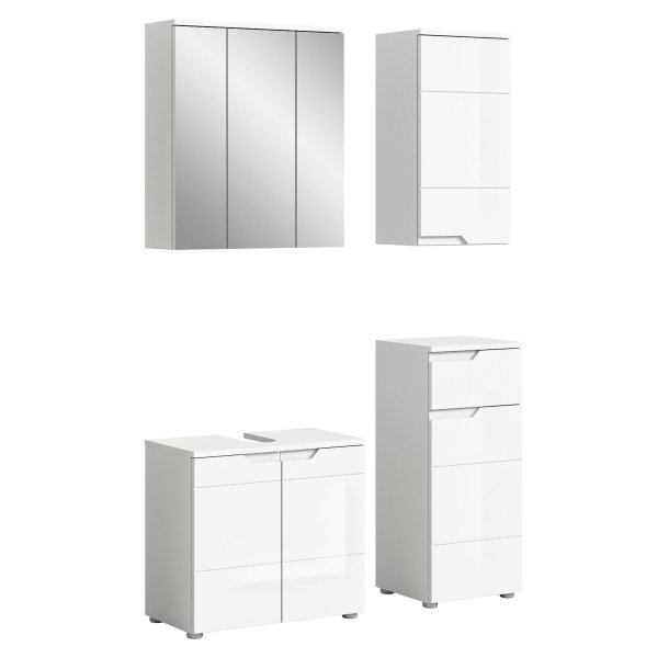 Solero Badmbelset S4 Wei hochglanz, wei.