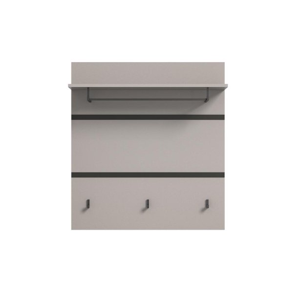 Jaru Wandgarderobe 1 Ablage, 1 Kleiderstange, 3 Kleiderhaken grau,schwarz.