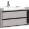 Jaru Waschbeckenunterschrank 100cm 2 Schubladen, 1 Ablage grau,schwarz.