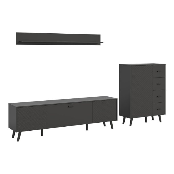 Linea hylle system 3 deler matt gr.