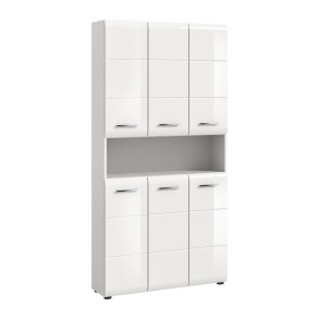 Ice Badschrank 6 Tren, 1 Regal Wei hochglanz, wei.