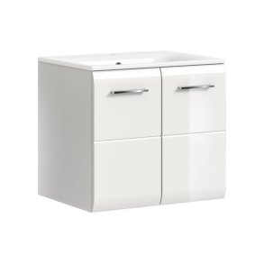 Ice Waschbeckenunterschrank Inkl. Waschbecken 2 Tren Wei hochglanz, wei.