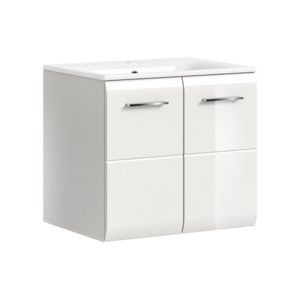 Ice Waschbeckenunterschrank Inkl. Waschbecken 2 Tren Wei hochglanz, wei.