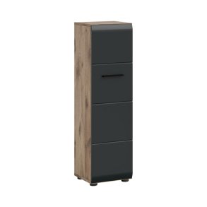 Ice Badschrank 1 Tr Schwarz matt, Eiche Dekor.