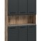 Ice Badschrank 6 Tren, 1 Regal Schwarz matt, Eiche Dekor.