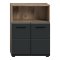 Ice Badschrank 2 Tren, 1 Regal Schwarz matt, Eiche Dekor.
