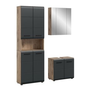 Ice Badmbelset I20 Schwarz matt, Eiche Dekor.