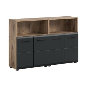 Ice Badmbelset I13 Schwarz matt, Eiche Dekor.