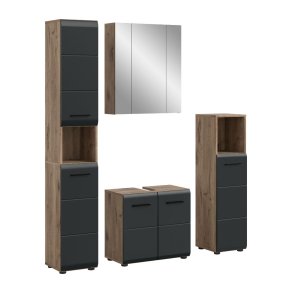 Ice Badmbelset I27 Schwarz matt, Eiche Dekor.