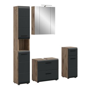 Ice Badmbelset I25 Schwarz matt, Eiche Dekor.