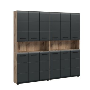 Ice Badmbelset I15 Schwarz matt, Eiche Dekor.