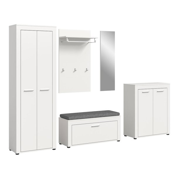 Jam Garderobenm�bel Set 6 Teile inkl. Kissen wei�.