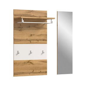 Jam garderobe oppstilling 2 deler hvit, eik dekor.