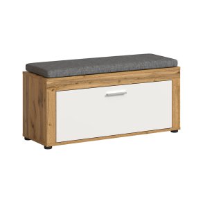 Jam b�nk inkl. hynde 1 klapl�ge hvid, eg dekor.