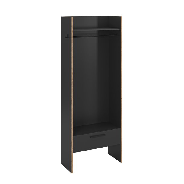 Bueno Kleiderschrank 1 Schublade, 1 Regal, 2 Haken dunkelgrau.