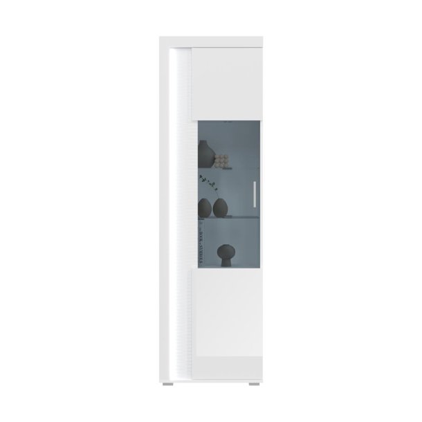 Skylight Vitrinenschrank 1 Tr mit Licht Hochglanz wei,Glas grau,wei.
