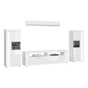 Skylight hylle system 4 deler med lys hyglans hvitt, hvit, glass gr.