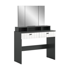 Monte konsola w tym lustro 2 szuflady, 3 półki biały połysk, szary.