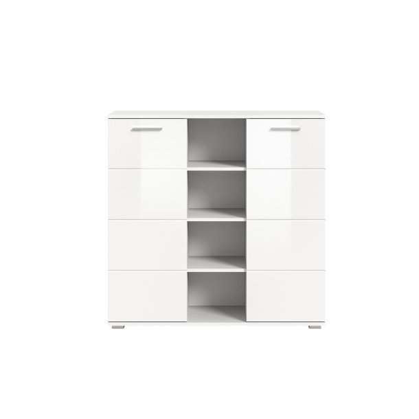 Prego Sideboard 2 Türen, 4 raum Hochglanz weiß,weiß.