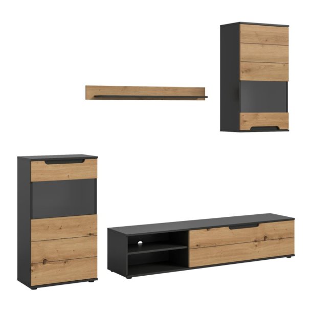 Cajak Regal System Eiche Dekor, dunkelgrau.