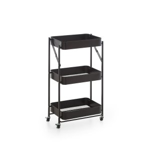 Karin k�kkenmodul p� hjul rullebord, 3 hylder sort.