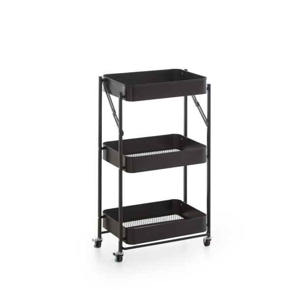 Karin k�kkenmodul p� hjul rullebord, 3 hylder sort.