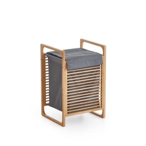 Karin Wäschekorb Bambus, grau.