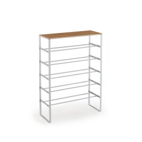 Karin skoskab 6 hylder hvid, eg dekor.