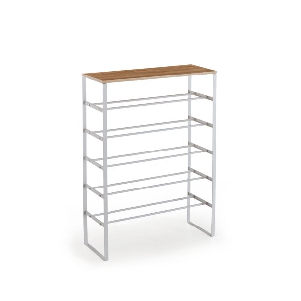 Karin skoskab 6 hylder hvid, eg dekor.