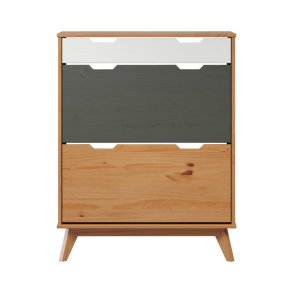 Scandik Schuhschrank 2 Klaptr, 1 Schublade honig,wei,grau.