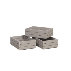 Arona 3 Holzkisten grau.