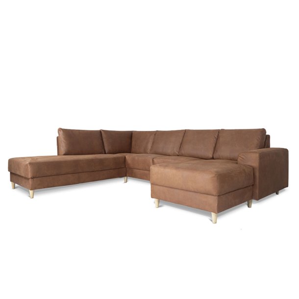 Nordic U-sofa venstrevendt cognac farvet lder.