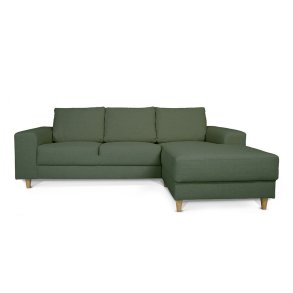Nordic sofa med sjeselong hyrevent grnn.