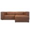 Heaven sofa med chaiselong hjre, venstrevendt cognac farvet lder.