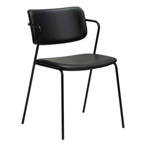 Zed Dan-Form Esszimmerstuhl mit Armlehnen PU-Kunstleder schwarz.