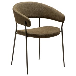 Reboot Dan-Form matstol med armstöd bouclé mörkgrön.