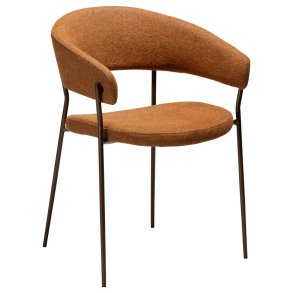 Reboot Dan-Form matstol med armstöd bouclé bränd orange.