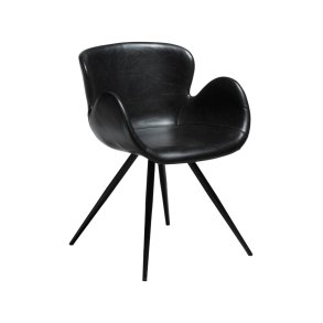 Gaia Dan-Form Esszimmerstuhl mit Armlehnen PU-Kunstleder schwarz.