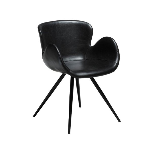 Gaia Dan-Form Esszimmerstuhl mit Armlehnen PU-Kunstleder schwarz.